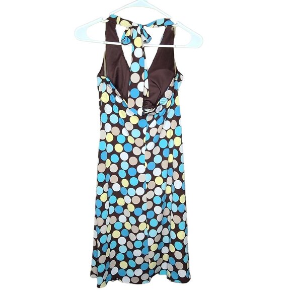 Speechless Dress Womens Medium Brown Colorful Polka Dot Mini Halter Open Back - Picture 2 of 11